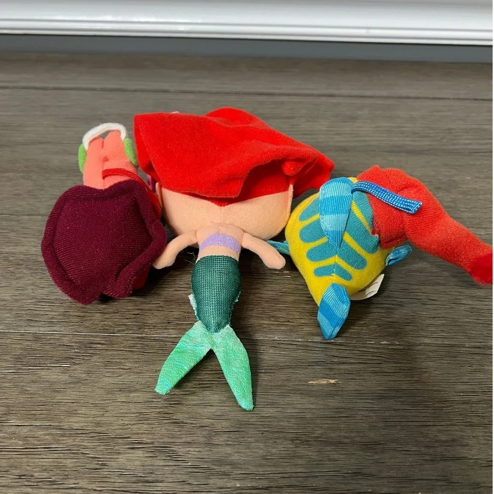 Disney Ariel‎ Plush Beanbag Set Little Mermaid Flounder Sebastian Kids Toy